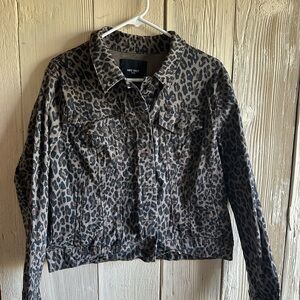 Nine West Leopard Print Jean Jacket